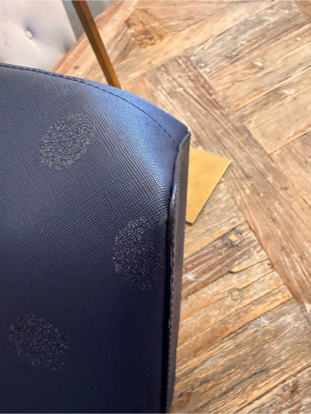 kate spade navy glitter polka dot tote with floral charm - Picture 15 of 16